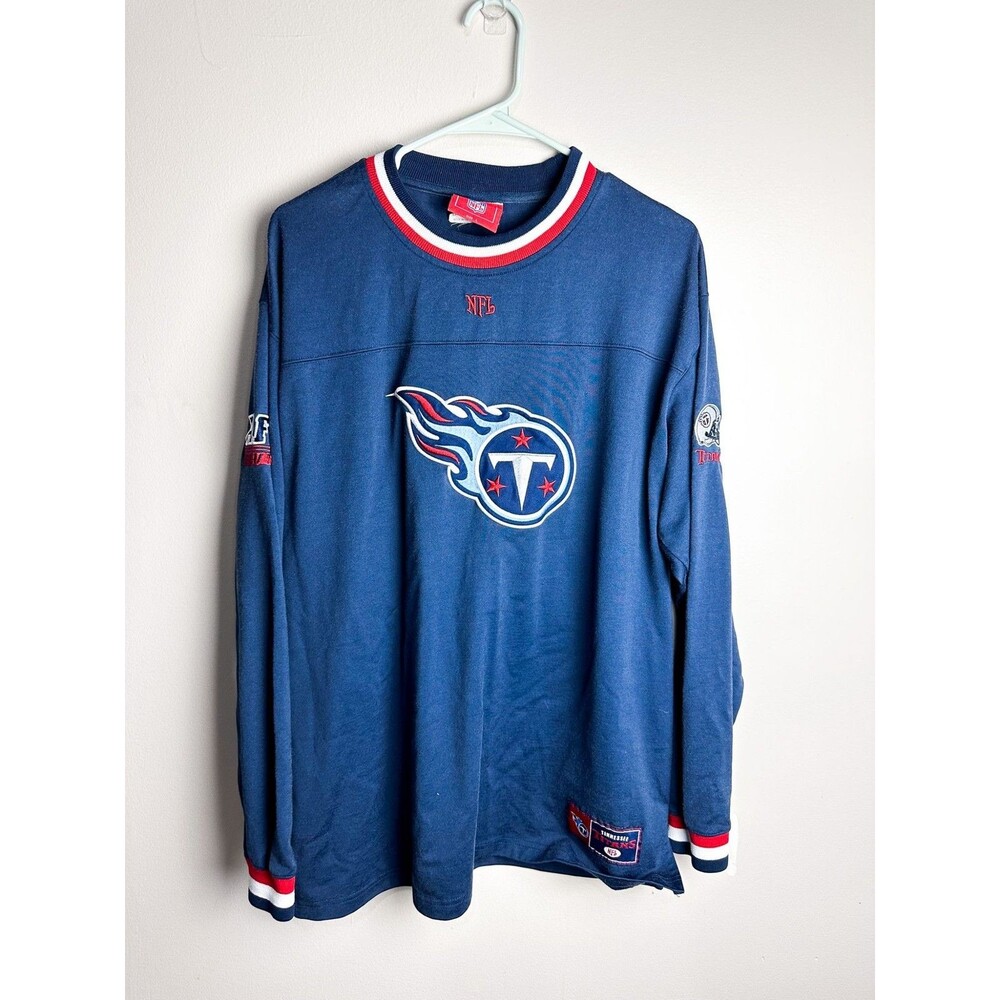 NFL Tennessee Titans Crewneck Long Sleeve Sweater Top Mens Blue Large
